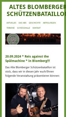 Vorschau der mobilen Webseite www.abs-blomberg.de, Altes Blomberger Schützenbataillon von 1576 e.V.