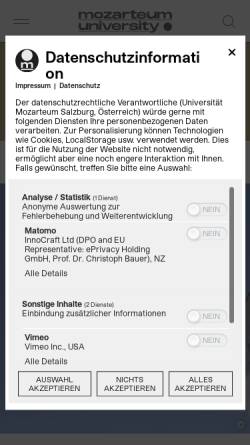 Vorschau der mobilen Webseite www.moz.ac.at, Innsbrucker Musikpädagogik-Institut