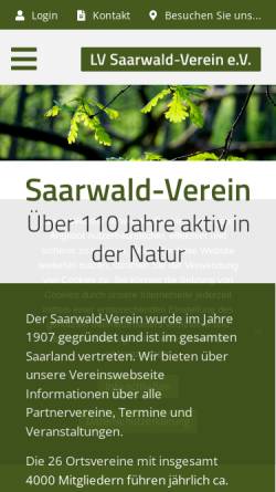 Vorschau der mobilen Webseite saarwald-verein.de, Saarwaldverein e.V.