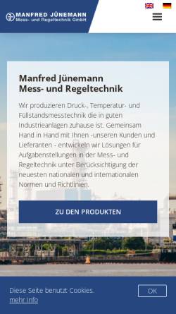 Vorschau der mobilen Webseite www.juenemann-instruments.de, Manfred Jünemann Mess- und Regeltechnik GmbH