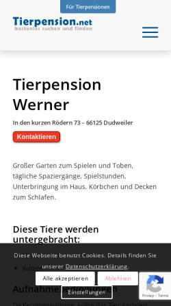 Vorschau der mobilen Webseite www.tierpension.net, Tierpension Familie Werner Dudweiler