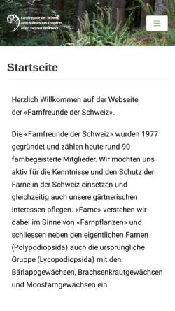 Vorschau der mobilen Webseite farnfreunde.ch, Schweizerische Vereinigung der Farnfreunde
