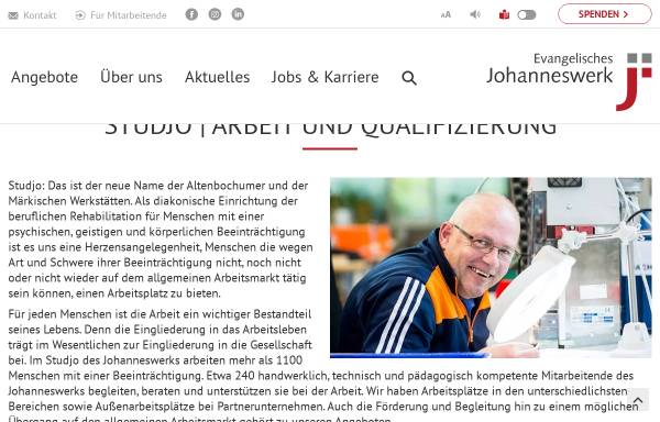 Vorschau von www.johanneswerk.de, Märkische Werkstätten im Ev. Johanneswerk e.V.