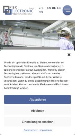 Vorschau der mobilen Webseite www.pierelectronic.de, Pier-Electronic GmbH