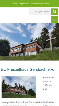 Vorschau der mobilen Webseite www.freizeithaus-gersbach.de, Ev. Freizeithaus Gersbach e.V.