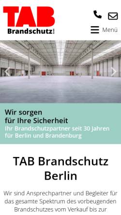 Vorschau der mobilen Webseite tab-berlin.de, Gloria Feuerlöscher - Technischer Arbeits- und Brandschutz e.K.