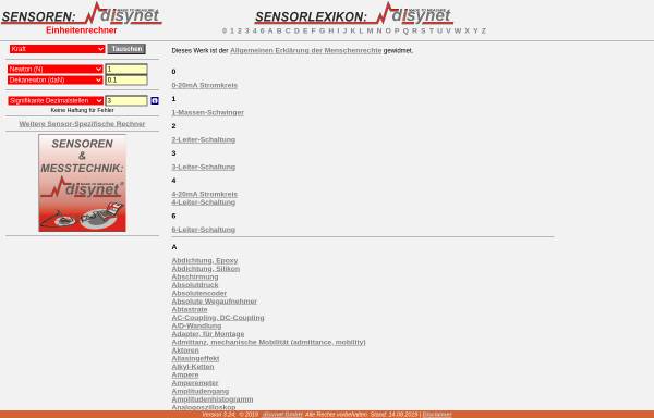Vorschau von www.esensors.net, Sensor- und Messtechnik-Lexikon