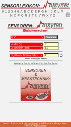 Vorschau der mobilen Webseite www.esensors.net, Sensor- und Messtechnik-Lexikon