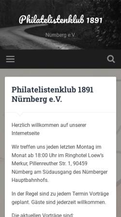 Vorschau der mobilen Webseite www.philatelisten-klub-1891.de, Philatelisten-Klub Nürnberg 1891 e.V.