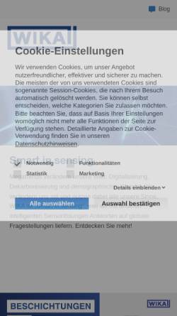 Vorschau der mobilen Webseite www.wika.de, WIKA Alexander Wiegand GmbH & Co. KG