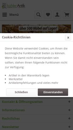 Vorschau der mobilen Webseite www.kohler-antik.de, Kohler Antik