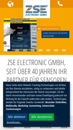 Vorschau der mobilen Webseite www.zse.de, ZSE Mess-Systeme und Sensortechnik GmbH