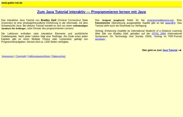 Vorschau von www.gailer-net.de, Einführung in die Informatik mit Java (interaktives Java-Tutorial)