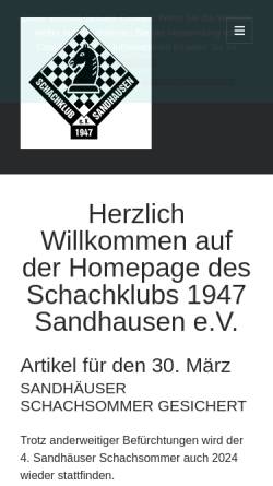 Vorschau der mobilen Webseite www.sk-sandhausen.badischer-schachverband.de, Schachklub 1947 Sandhausen e. V.