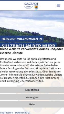 Vorschau der mobilen Webseite www.sulzbach-murr.de, Gemeinde Sulzbach