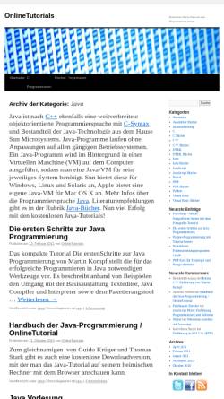 Vorschau der mobilen Webseite www.onlinetutorials.de, Java-Tutorials