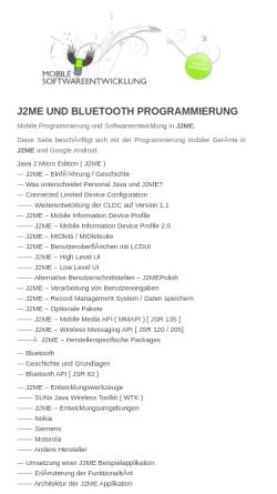 Vorschau der mobilen Webseite www.karbacher.org, J2ME Programmierung