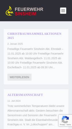 Vorschau der mobilen Webseite www.feuerwehr-sinsheim.de, Freiwillige Feuerwehr Sinsheim