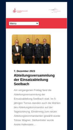 Vorschau der mobilen Webseite www.feuerwehr-seelbach.de, Freiwillige Feuerwehr Seelbach
