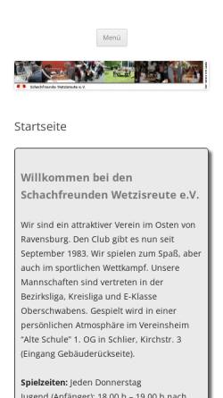Vorschau der mobilen Webseite www.schachfreunde-wetzisreute.de, Schachfreunde Wetzisreute e.V.
