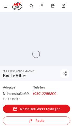 Vorschau der mobilen Webseite www.hit.de, Ullrich Verbrauchermarkt