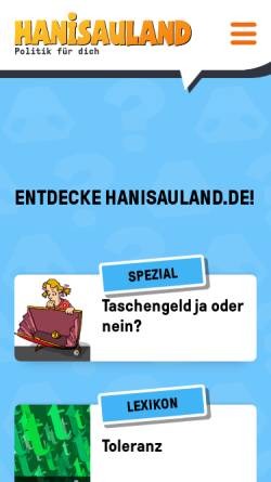 Vorschau der mobilen Webseite www.hanisauland.de, HanisauLand