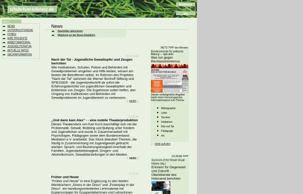 Vorschau von egora.uni-muenster.de, Schule für Toleranz: Informationen für die politische Bildung