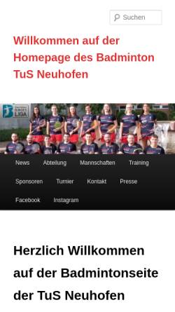 Vorschau der mobilen Webseite www.badminton-neuhofen.de, Badminton TuS Neuhofen
