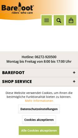 Vorschau der mobilen Webseite www.barefoot-saddle.de, Barefoot, Sabine Ullmann