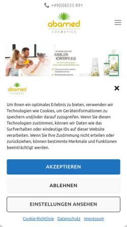 Vorschau der mobilen Webseite www.abamed.de, Abamed Cosmetics International