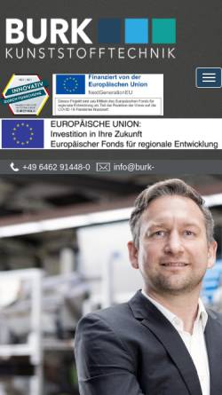 Vorschau der mobilen Webseite www.burk-kunststofftechnik.de, BURK Kunststofftechnik GmbH