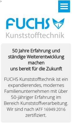 Vorschau der mobilen Webseite www.fuchs-kunststoff.de, Fuchs GmbH & Co. KG
