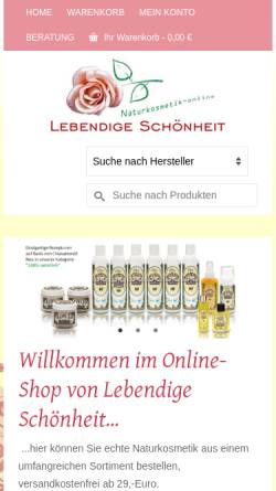 Vorschau der mobilen Webseite www.lebendige-schoenheit.de, Malm Naturkost und Naturkosmetik