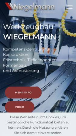 Vorschau der mobilen Webseite wiegelmanngmbh.de, Modell und Formenbau Dieter Wiegelmann GmbH