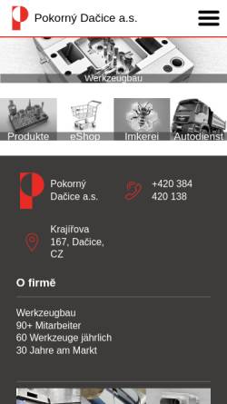Vorschau der mobilen Webseite www.pokornydacice.cz, Pokorny Dacice