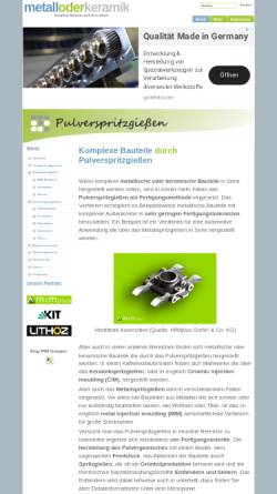 Vorschau der mobilen Webseite www.pulverspritzgiessen.de, Pulverspritzgiessen