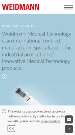 Vorschau der mobilen Webseite www.weidmann-plastics.com, Weidmann Plastics Technology AG