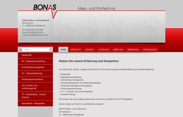 Vorschau von bonas-info.de, Bonas Mess- und Prüftechnik, Inh. Dipl.-Ing. Dietmar Bonas