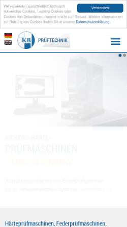 Vorschau der mobilen Webseite www.kbprueftechnik.de, KB Prüftechnik GmbH