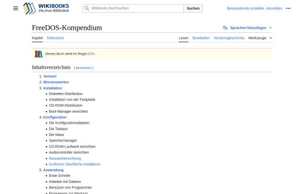 Vorschau von de.wikibooks.org, FreeDOS-Kompendium