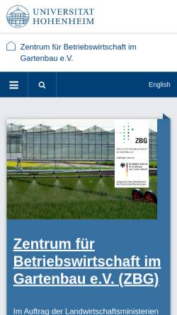 Vorschau der mobilen Webseite www.zbg.uni-hannover.de, Zentrum für Betriebswirtschaft im Gartenbau e.V.