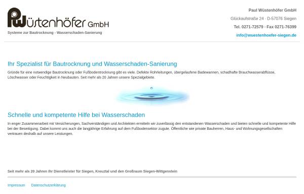 Vorschau von www.wuesto-trock.de, Stefan Wüstenhöfer GmbH Systeme zur Gebäudetrocknung