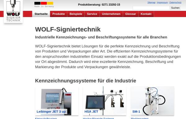 Vorschau von www.wolf-signiertechnik.de, Wolf Signiertechnik - Stempel Wolf GmbH