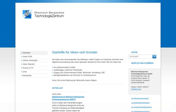 Vorschau von www.tz-bg.de, Rheinisch-Bergisches TechnologieZentrum GmbH