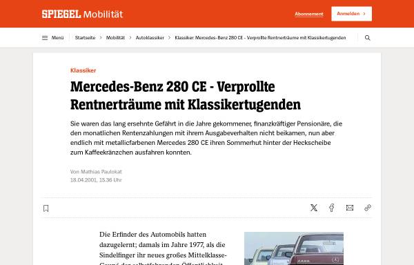 Vorschau von www.spiegel.de, Klassiker: Mercedes-Benz 280 CE - Verprollte Rentnerträume mit Klassikertugenden