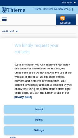 Vorschau der mobilen Webseite www.thieme.de, Deutsche medizinische Wochenschrift