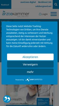 Vorschau der mobilen Webseite www.aeksbg.at, Ärztekammer Salzburg