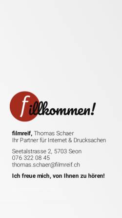 Vorschau der mobilen Webseite www.filmreif.ch, Filmreif Vivienne Kropf & Thomas Schaer