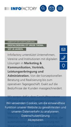 Vorschau der mobilen Webseite www.infofactory.ch, Infofactory GmbH