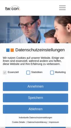 Vorschau der mobilen Webseite www.twcon.de, Tw.Con. - Dr. Thomas Wendel